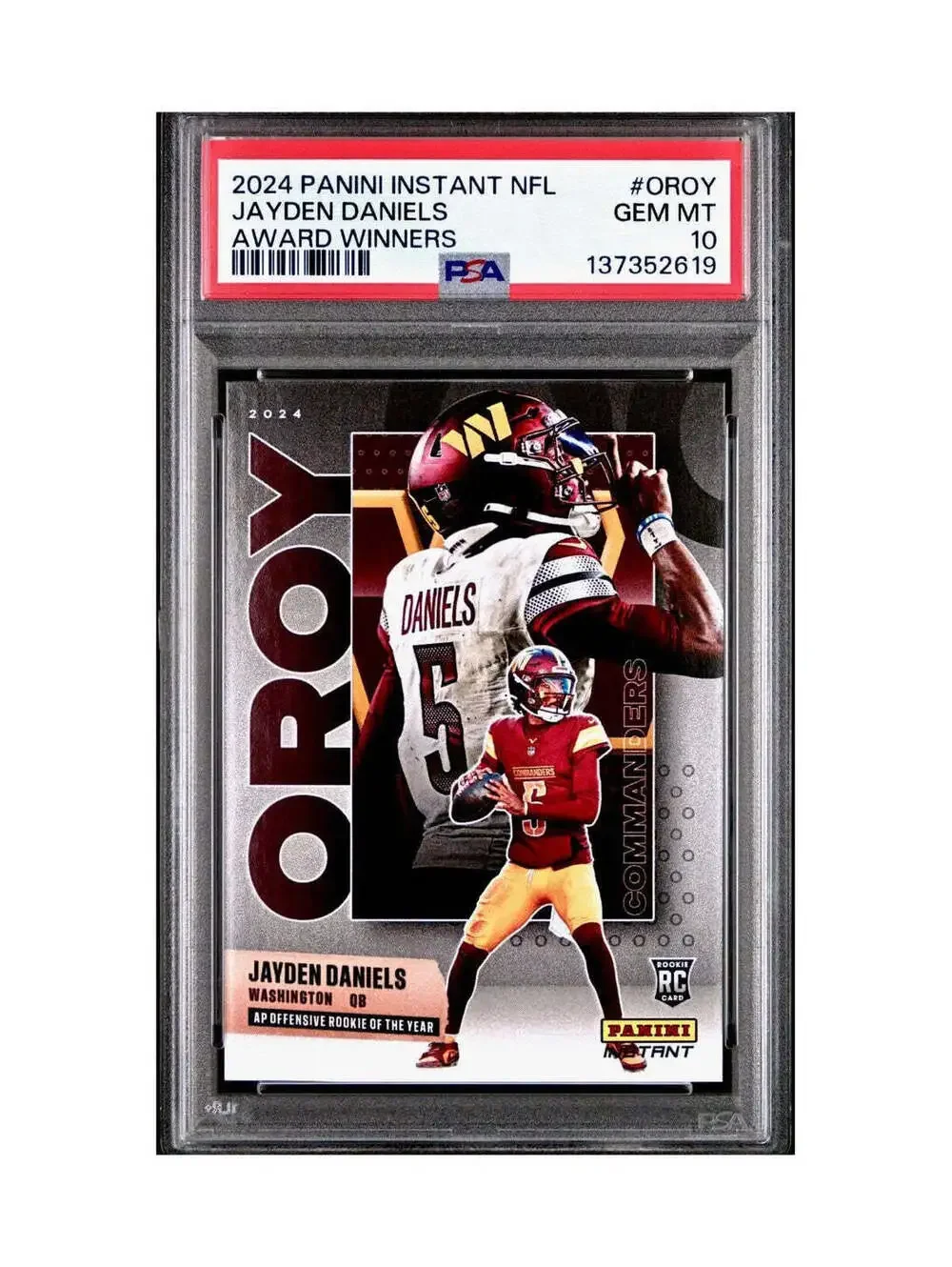 Jayden Daniels 2024 Panini NFL AP Offensive Rookie of the Year Commanders PSA 10